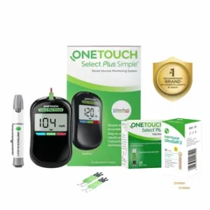 OneTouch Select Plus Simple Glucometer (Free 10 strips + Lancing Device + 25 Lancets), 1 Kit * 2