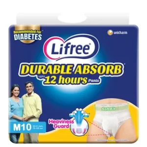 Lifree Durable Absorb Upto 12hours Adult Diaper Pants Medium, 10 Count